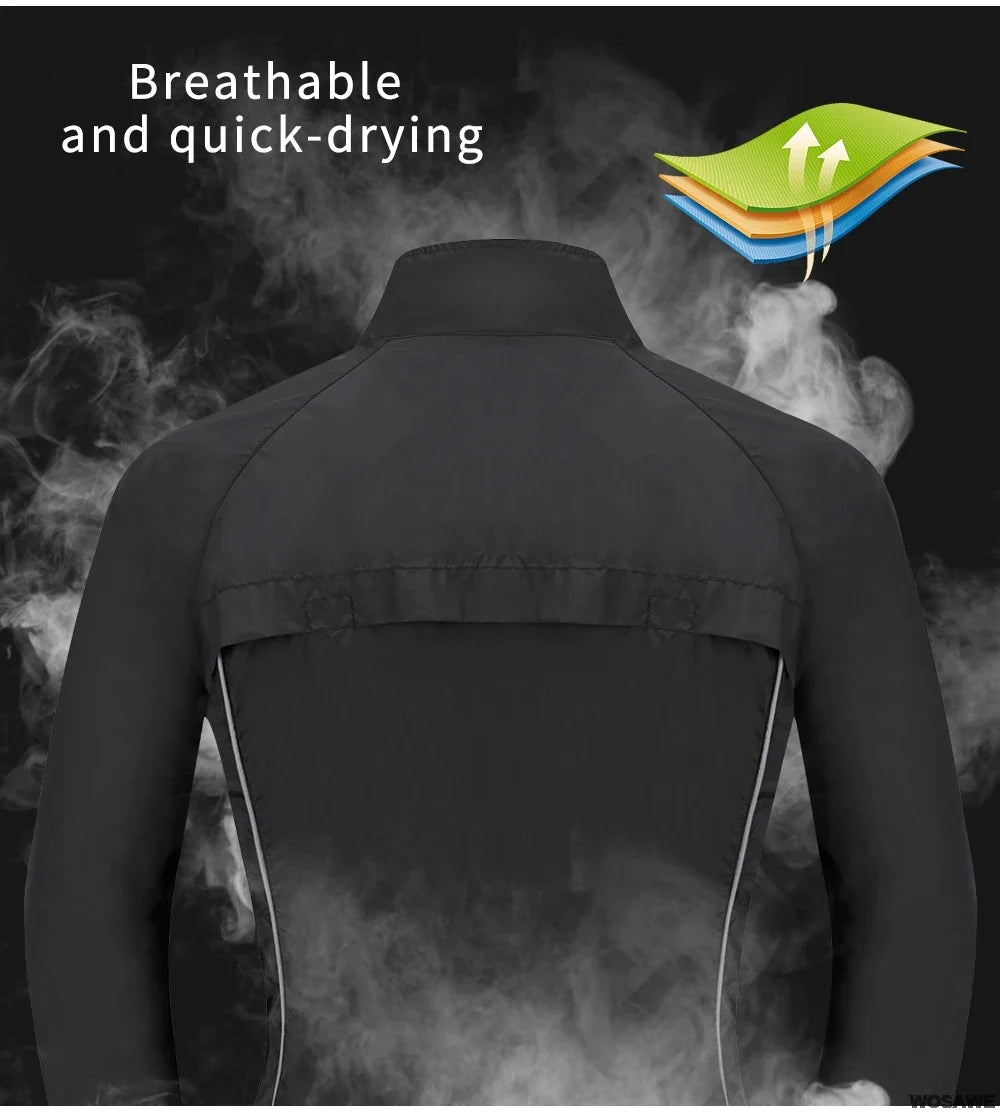Reflective Men's Cycling Jackets Windproof Riding Bicycle Clothing Windbreaker Outdoor Sports Running MTB Bike Mesh Vest