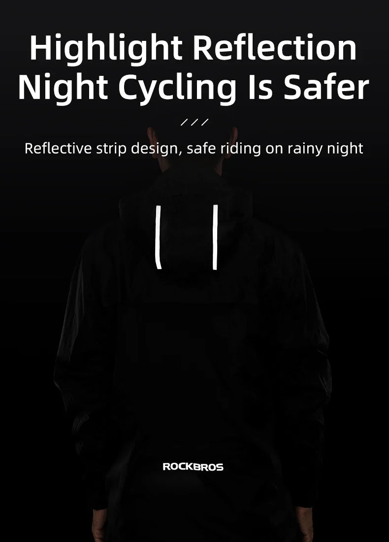 Waterproof Cycling Rain Coat Men Breathable Windproof Reflective Hooded Raincoat Outdoor Sport Windbreaker Jacket