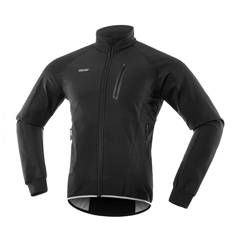 Men's Winter Cycling Jacket Thermal Fleece Warm Up Bicycle Clothing Windproof Waterproof Soft Shell Coat MTB Bike Jersey