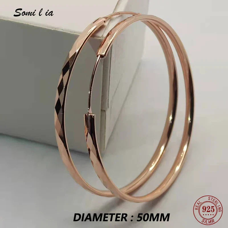 Women's Big Hoop Earrings, New Collection 100% 925 Sterling Silver Jewelry Fashion Women18K Golden серьги кольца