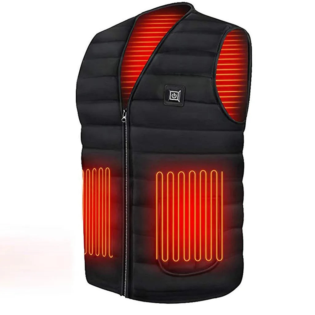11 Area Heating Vest Men/Women Casual V-neck USB Heated Vest Smart Control Temperature Heating Jacket Cotton Coat Winter Hunting