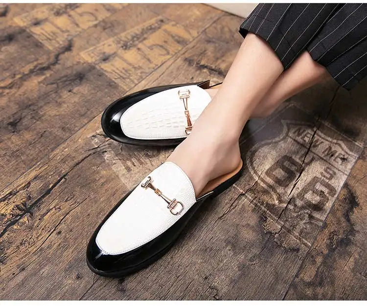 Italian Half Shoes For Men Leather Mens Casual Shoes Loafers Slippers Coiffeur Luxury Designer Man Slide Slipper Buty Meskie