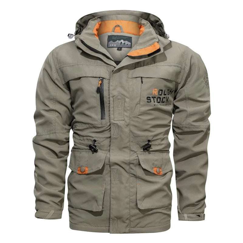 Men’s hooded outdoor windbreaker jacket, windproof casual coat, spring autumn camping, M–XXL