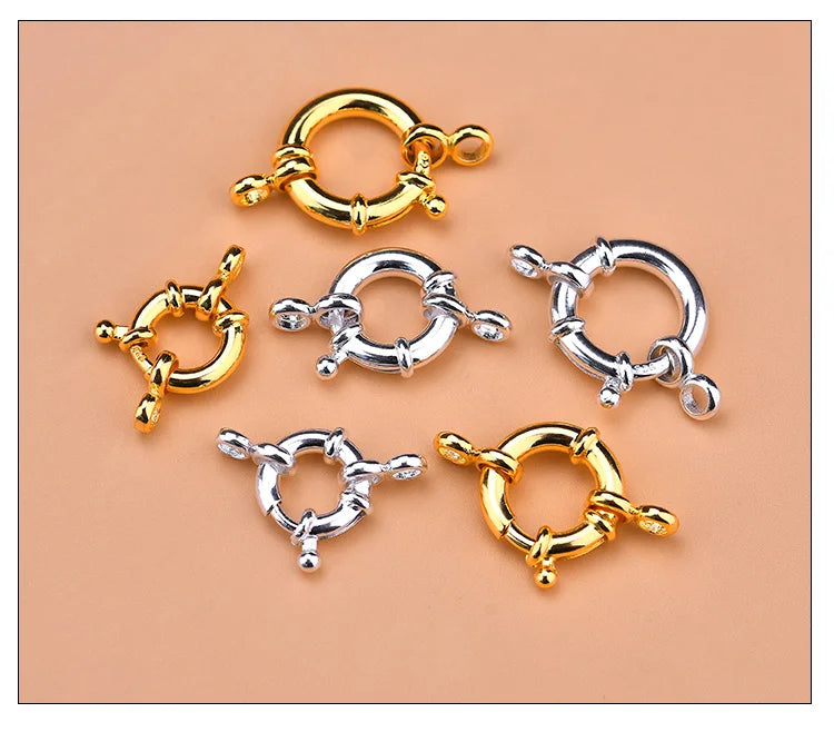 925 Sterling Silver Spring buckle accessories, circle bubble buckle, necklace joint beads buckle, DIY DIY connection buckle