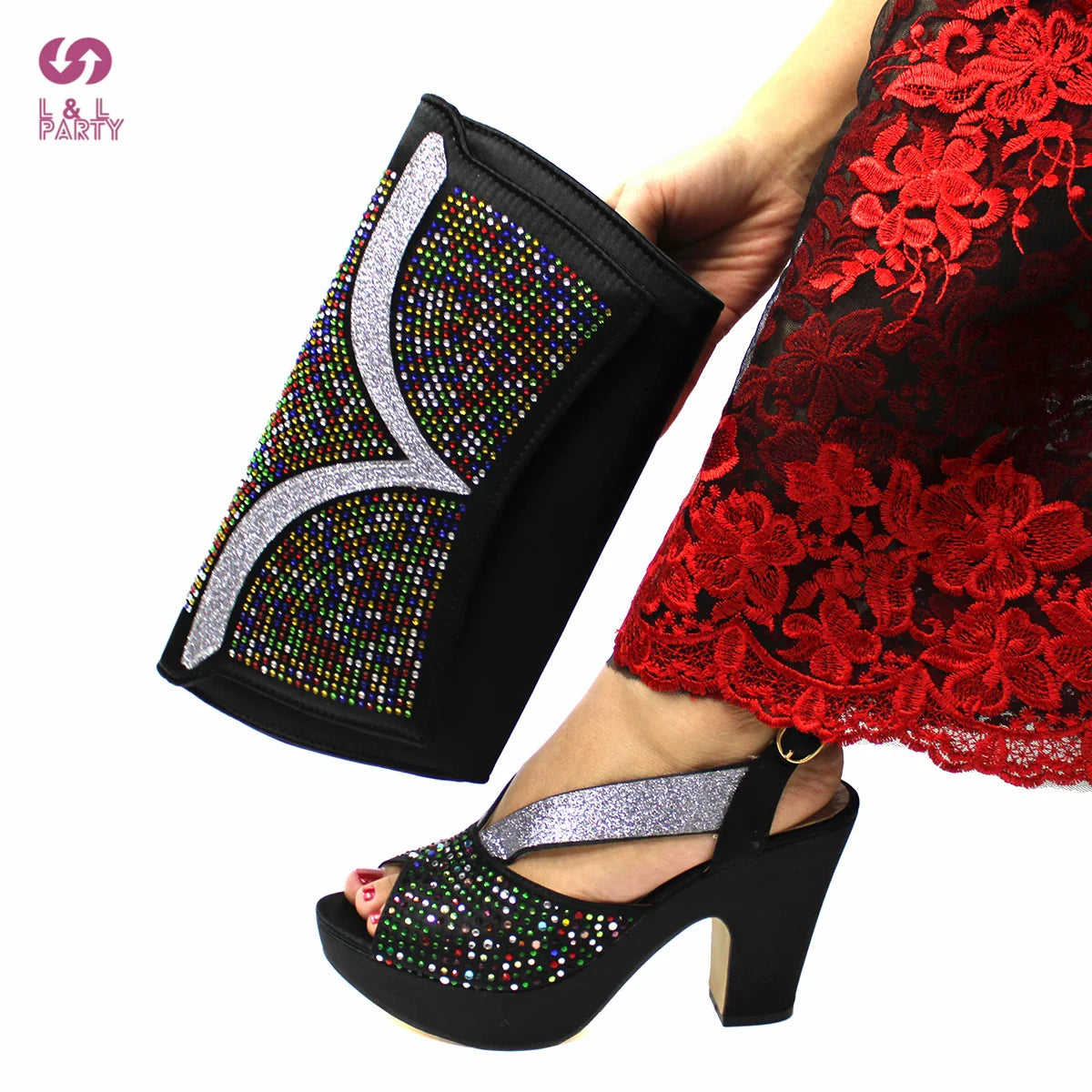 Fashionable Italian Women Shoes Matching Bag in Green Color
