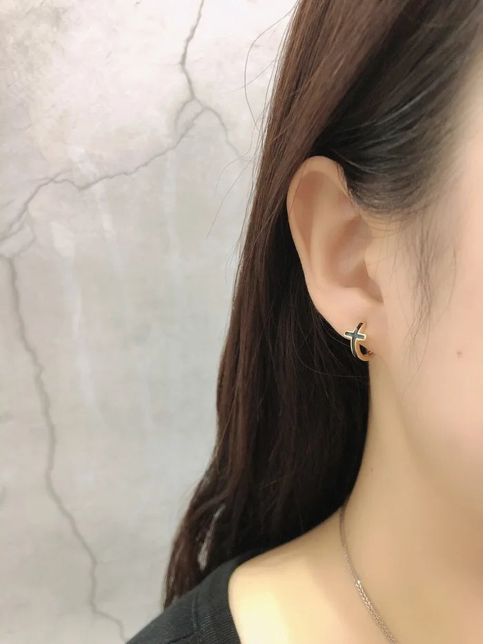 925 Sterling Silver Earring Colorful Dripping Oil Material Ear Ring Ear Buckle Rhombus Shape Trend Wild Girl Women Boy Ear Jewel