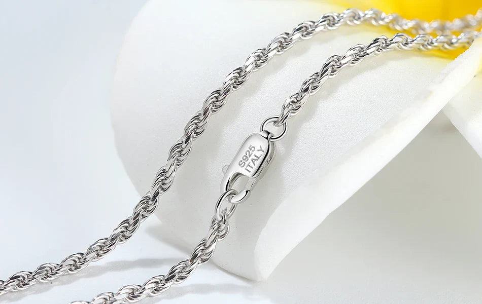 925 Silver Wholesale 40-60cm 14K 18K Gold Plated Rope Chain Necklace for Women Man Vintage Style 16-24Inch SC29
