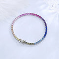 Pure Silver 14-21 cm Tennis Bracelet Pave 3 mm Bling Rainbow Zircon Beautiful Real 925 Jewelry For Women