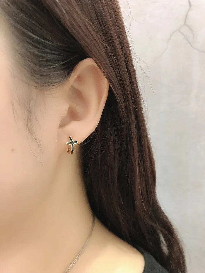 925 Sterling Silver Earring Colorful Dripping Oil Material Ear Ring Ear Buckle Rhombus Shape Trend Wild Girl Women Boy Ear Jewel