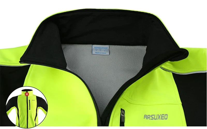 Men's Warm Cycling Jacket Fleece Bike Jersey Windproof Waterproof Softshell Coat Bicycle Clothing Motorcycle Raincoat