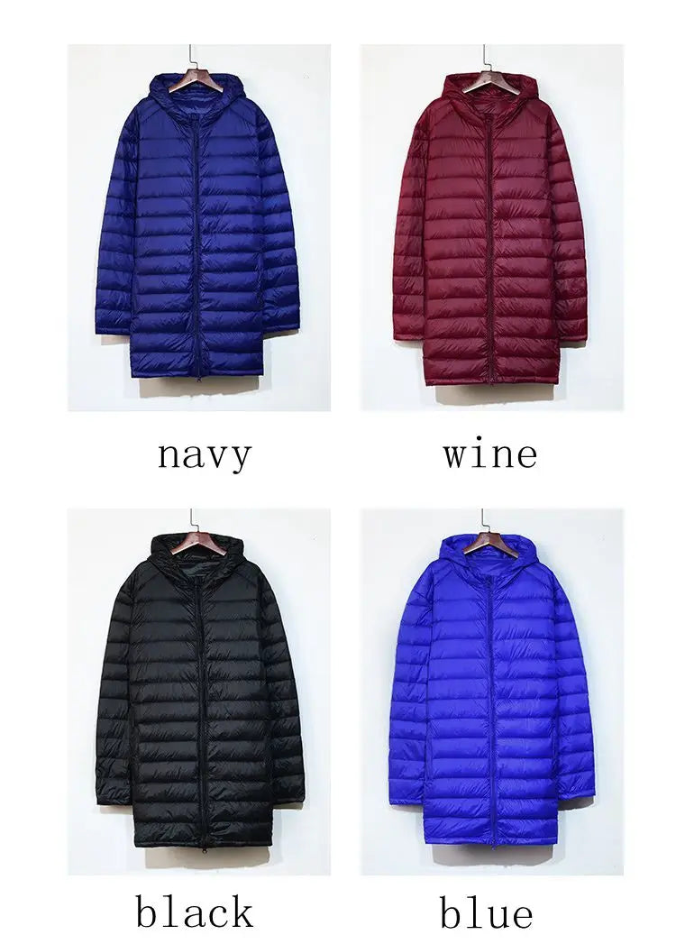 Plus 8XL Winter Long Duck Down Jacket Men Feather Parka Man Ultra Light Down Jacket Men Lightweight Warm Puffer Jackets
