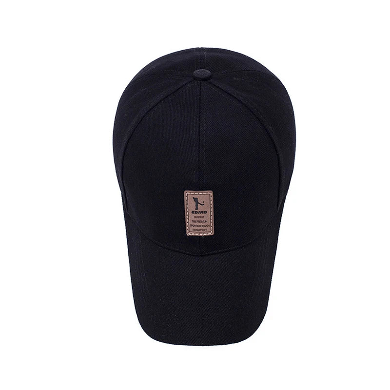Men Structured Baseball Cap Solid Cotton Snapback Spring Autumn Women Label Stick