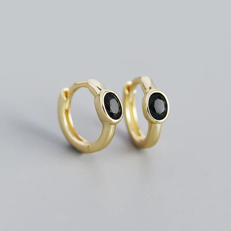 925 Sterling Silver Simple Oval Cut Zircon Hoop Earrings for Women Geometric European Piercing Huggie Jewelry Female Gift