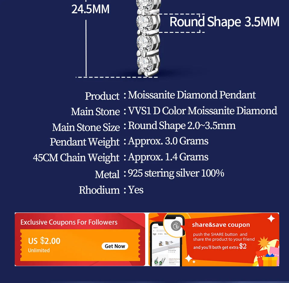 Handmade Cross Pendant Moissanite Solid Sterling 925 Silver Necklace For Women Luxury Jewelry for Engagement Christmas