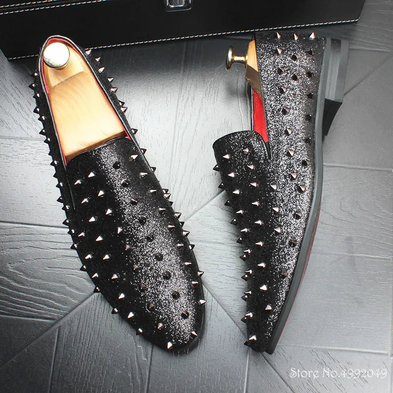 NEW Pointed Toe Embroidery Rhinestone Flats Shoes For Men Male Wedding Dress Prom Homecoming Shoes Zapatos Hombre Vestir