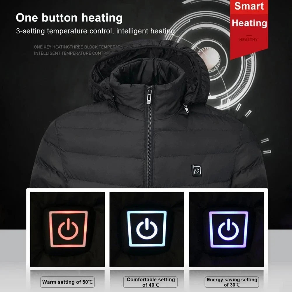Men Heated Jacket USB Winter Outdoor Electric Heating Male Bobojaco Warm Sprots Thermal Coat Clothing Heatable Men's Parka