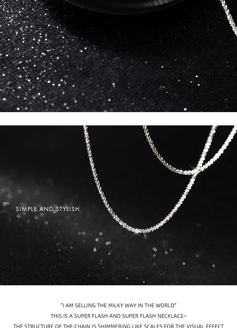 Dazzling Simple Adjustable Necklace for Women Girls 925 Sterling Silver Luxury Brand Jewelry 2024 New Mode Accessories