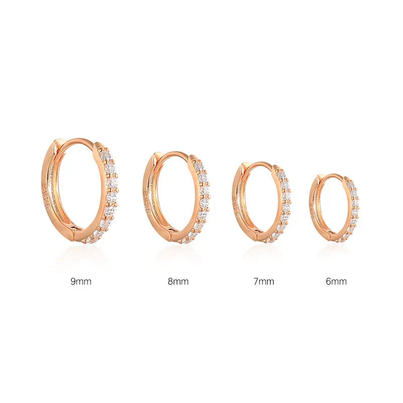 6/7/8/9mm Real 925 Sterling Silver Zircon Hoop Earrings for Women Huggie Earring Piercing Earings Jewelry Pendientes