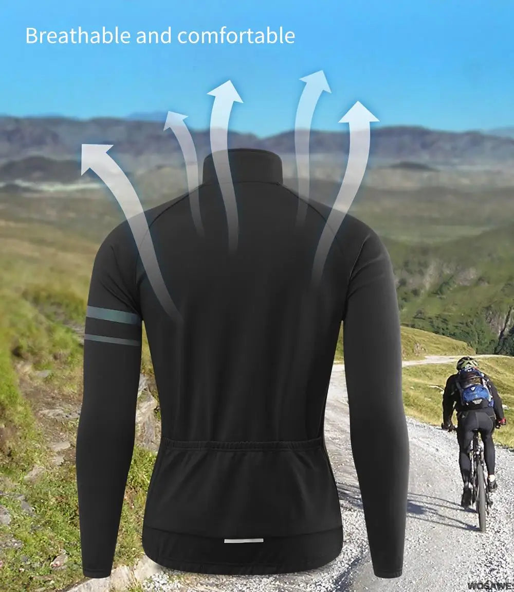 Men'sThermal Winter Cycling Jacket Fleece Lining Long Sleeve Jersey Windproof Running Riding Ciclismo Cycling Clothing