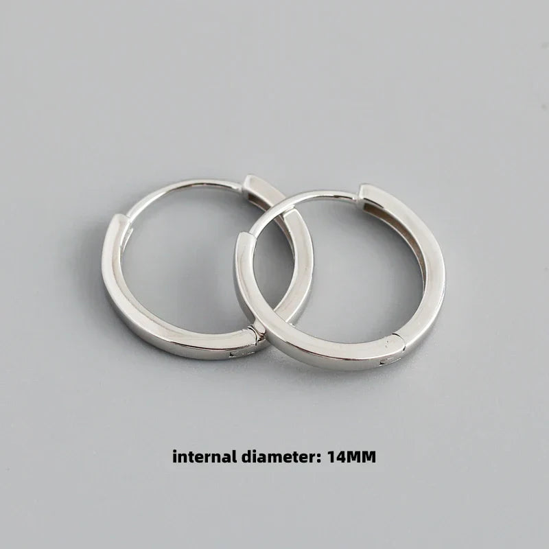 925 Sterling Silver Minimalist Punk Rock Circle Hoop Earrings for Women Men Goth Piercing Ear Buckle Charm Fine Jewelry
