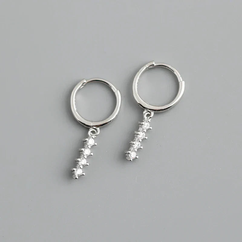 New Arrival Fashion Korean Blue Zircon Spike Geometric Stud Earrings for Women Real 925 Sterling Silver Gothic Jewelry