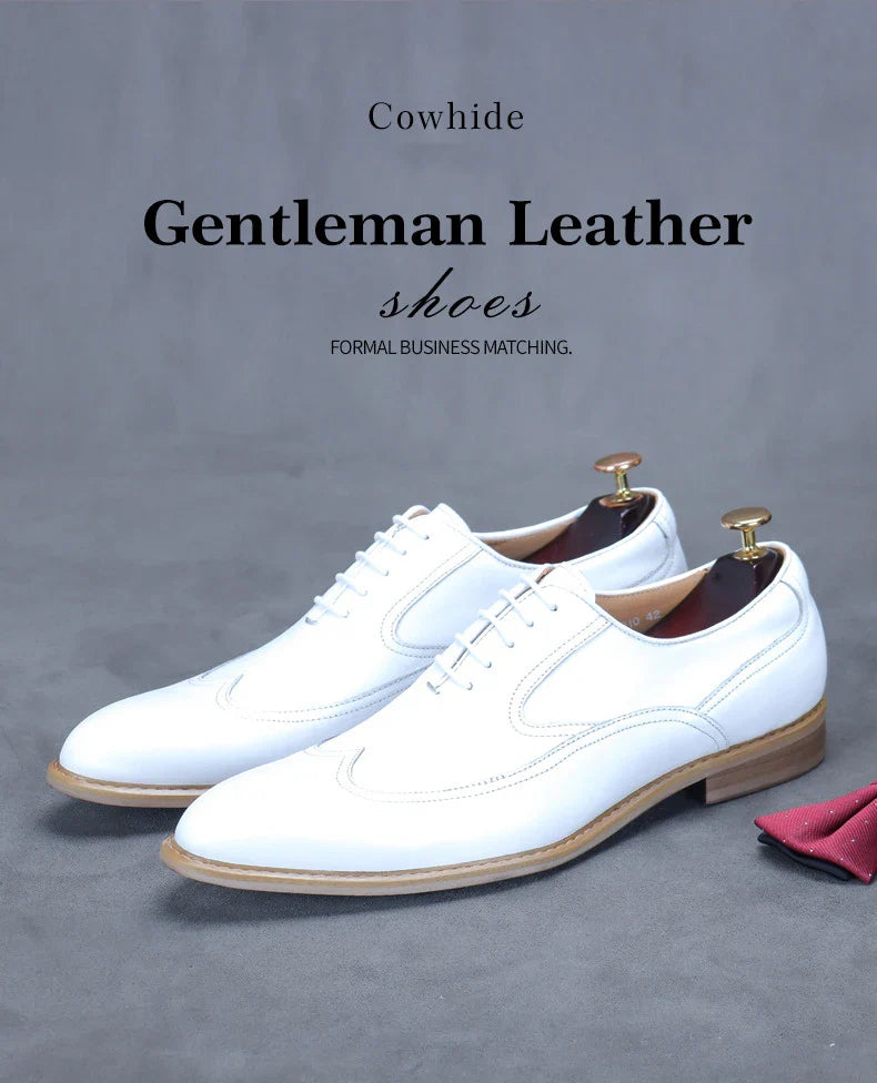 new white shoes for men Leather shoes men's business dress breathable leather shoe British lace-up fashion wedding party