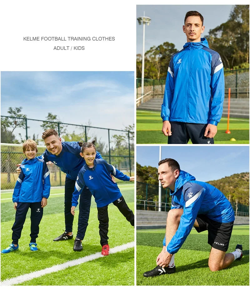 Men's Windbreaker Running Jacket Soccer Kid Hooded Windproof Coat Couple Training Waterproof Jacket Quick Dry 8061WT1005