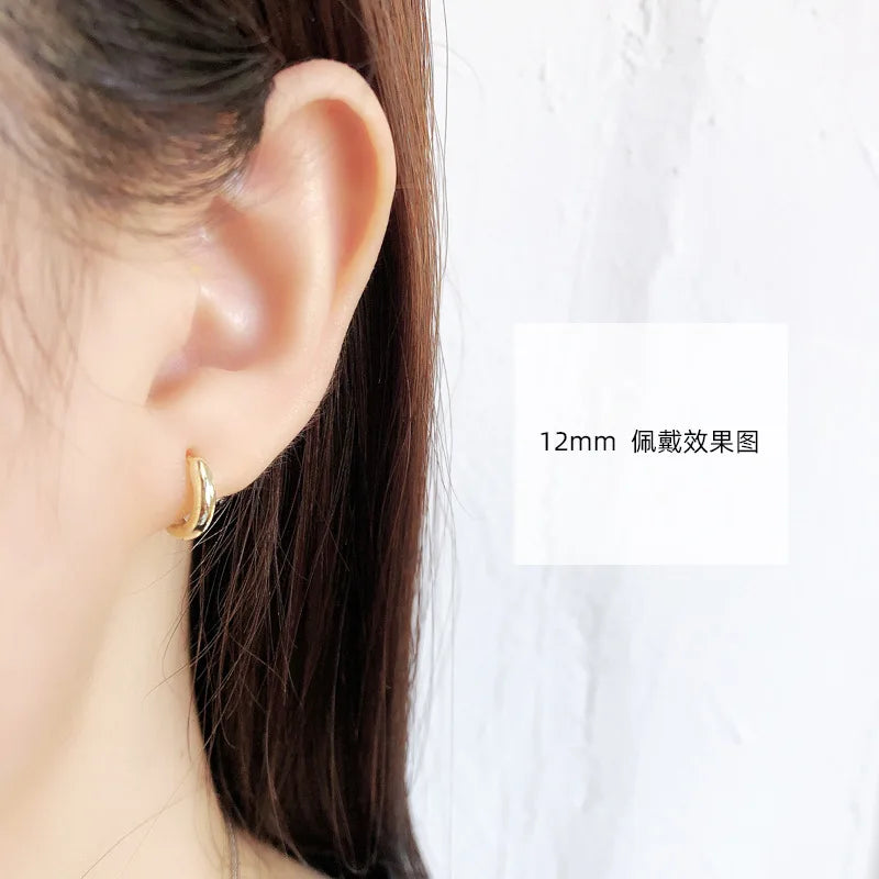 Real 925 Sterling Silver Minimalist Bohemian Round Ear Buckle for Women Punk Unisex Rock Hoop Earring Jewelry Accessories