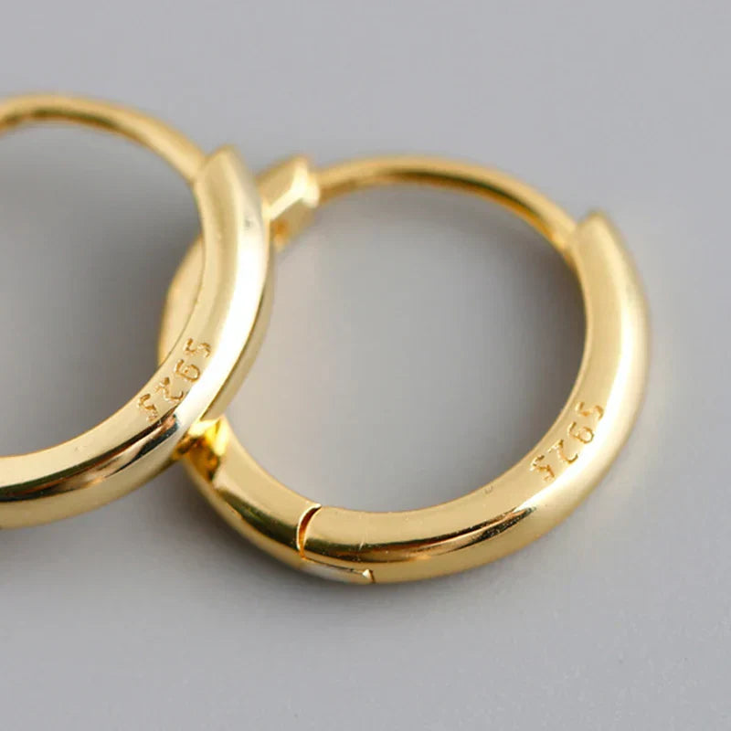 Real 925 Sterling Silver Minimalist Bohemian Round Ear Buckle for Women Punk Unisex Rock Hoop Earring Jewelry Accessories
