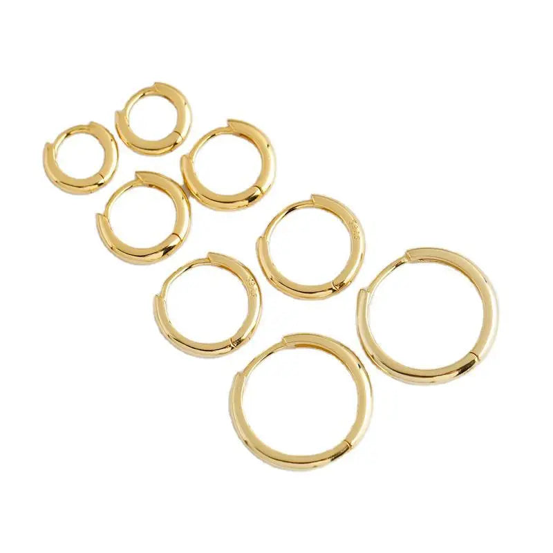 Real 925 Sterling Silver Minimalist Bohemian Round Ear Buckle for Women Punk Unisex Rock Hoop Earring Jewelry Accessories