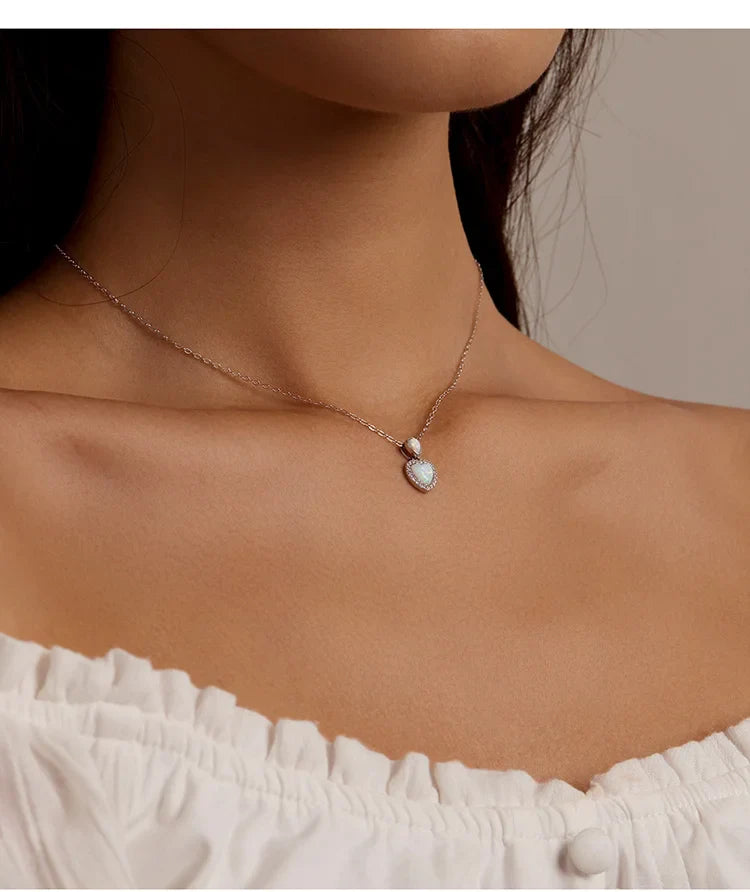 Genuine 100% 925 Sterling Silver Shining CZ Choker Necklace Heart-Shaped Pendant Chain Necklace for Women Fine Jewelry