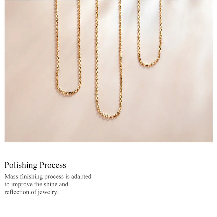 Authentic Gold Color 925 Sterling Silver Basic Cable Chain Necklace Pendant for Women Long Chain Fashion Jewelry SCA016