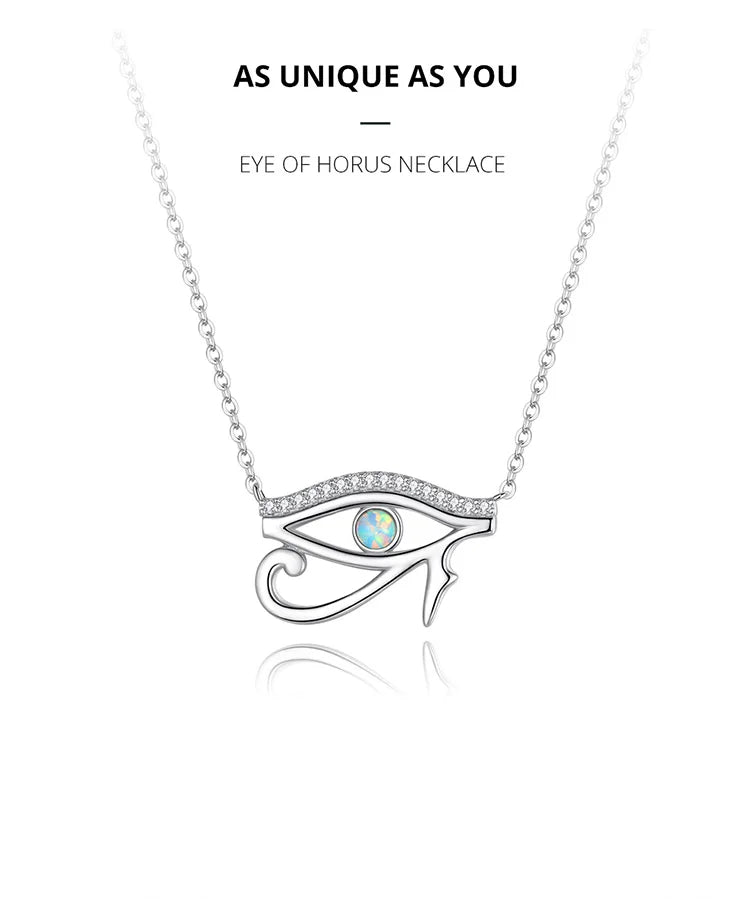 925 Sterling Silver Horus Eye Crystal Necklace Silver Protection Pendant Necklace for Women Girls Fine Jewelry