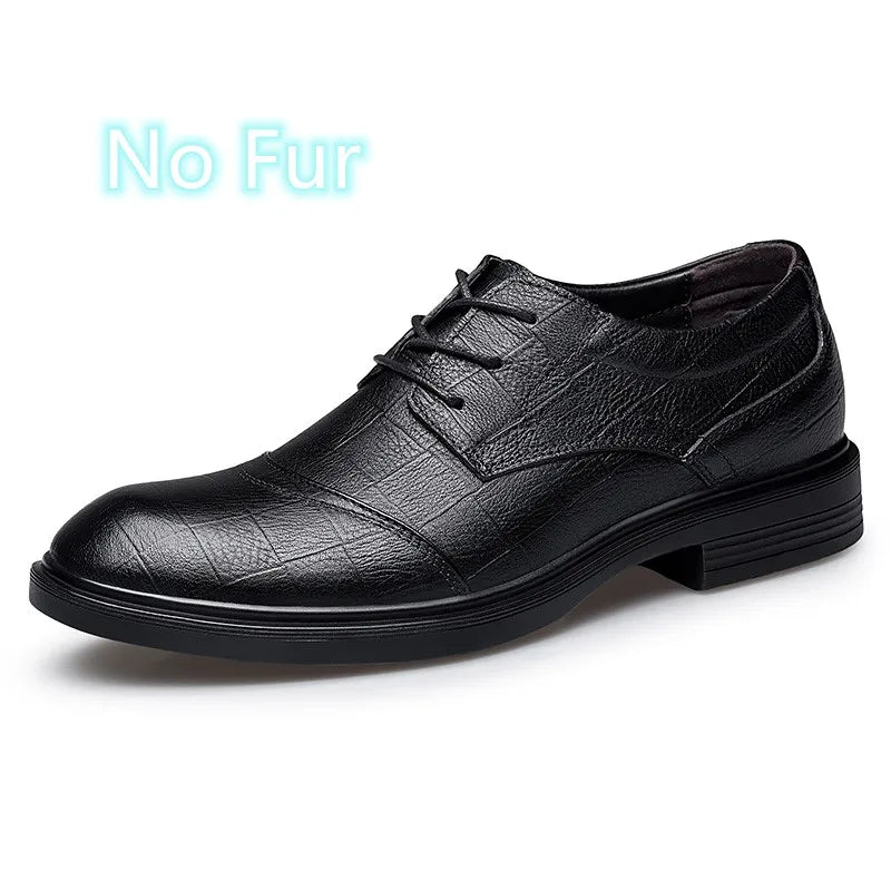 Brand Genuine Leather Luxury Oxford Mens Shoes Casual British Warm Winter Shoes for Business Formal Dress Plush Snow Big Size 48