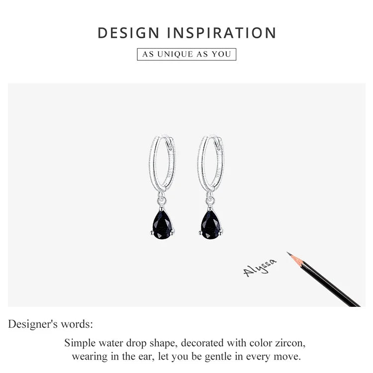 Silver Green Water Drop Earrings 925 Sterling Silver 4 Colors Drop Shape Earring for Women Statement  Jewelry