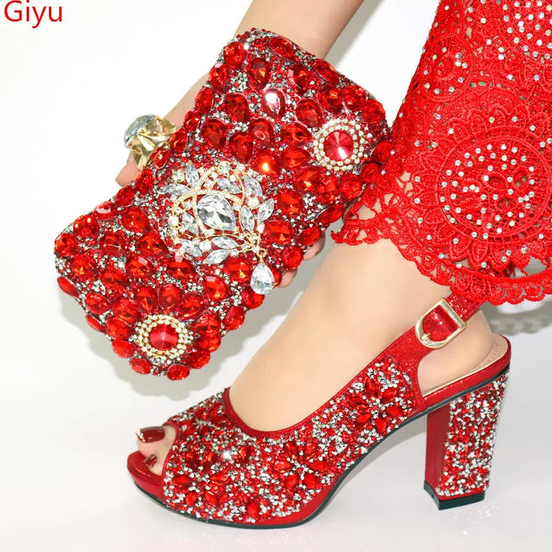 Women Shoes and Bags To Match Set Italy Party Pumps