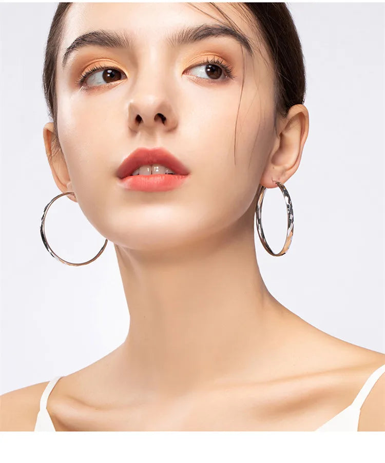 Women's Big Hoop Earrings, New Collection 100% 925 Sterling Silver Jewelry Fashion Women18K Golden серьги кольца