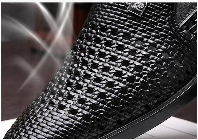 Spring Men Loafers Leather Men Shoes Summer Hollow Breathable Oxfords Man Casual Shoes Slip on Formal Dress Shoes for Man