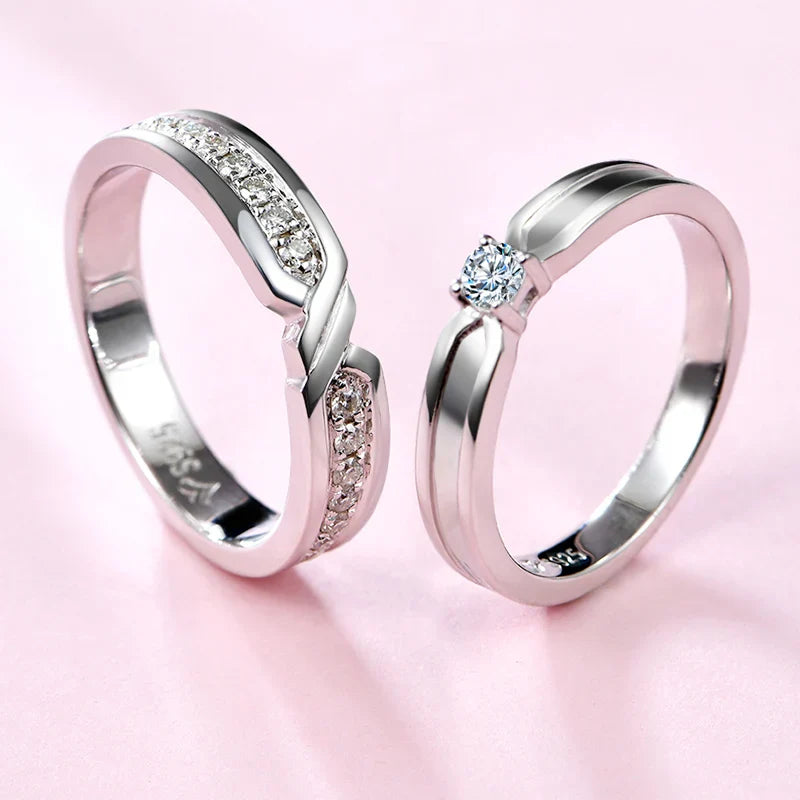 Solid 925 Sterling Silver Wedding Bands Ring for Women Men Jewelry VVS1 Moissanite Engagement Ring Couple Anniversary