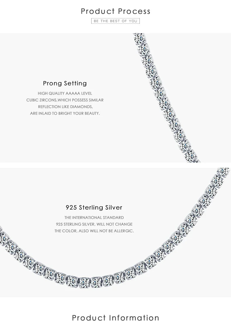 Classic Luxury Full Clear CZ Necklace Solid 925 Sterling Silver Sparkling Choker Necklaces For Women Statement Jewelry