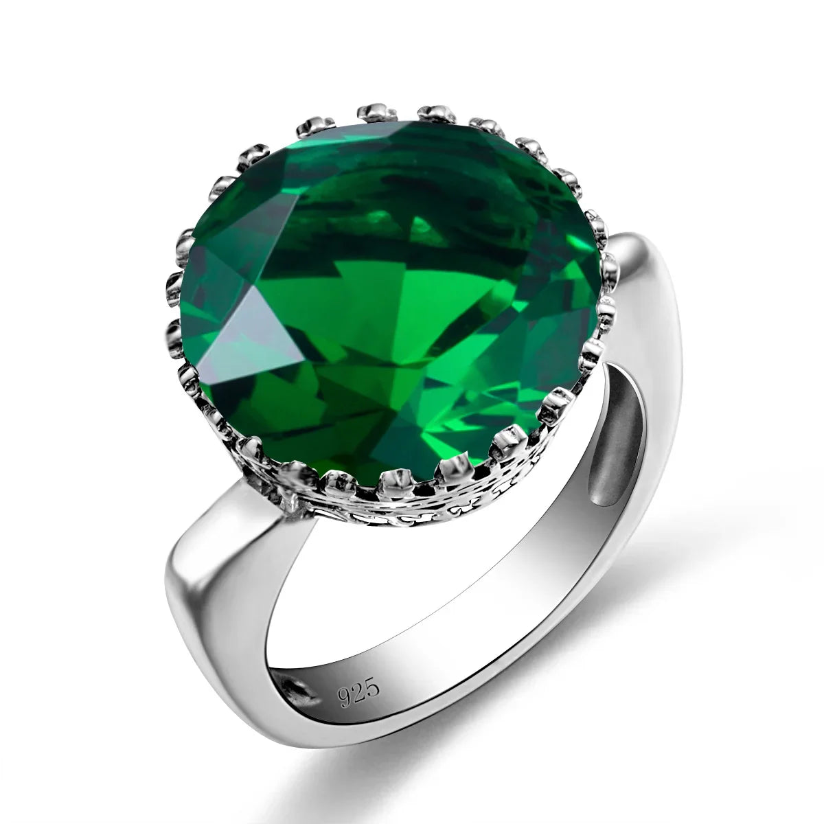 Vintage 100% 925 Sterling Silver 15ct Round Created Aquamarine Ring For Women Famous Branded Handmade Fine Jewelery 2024