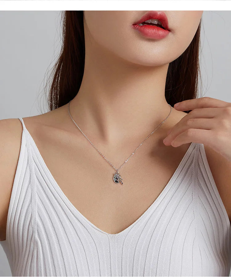 925 Sterling Silver Color Palette Necklace Chain Zircon Crystal Art Brush for Women Fine Statement Jewelry SCN457