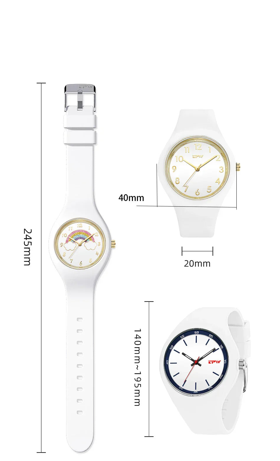 Full Size 40mm Quartz Watch For Women Rubber Strap Skin Friendly Silicone watch
