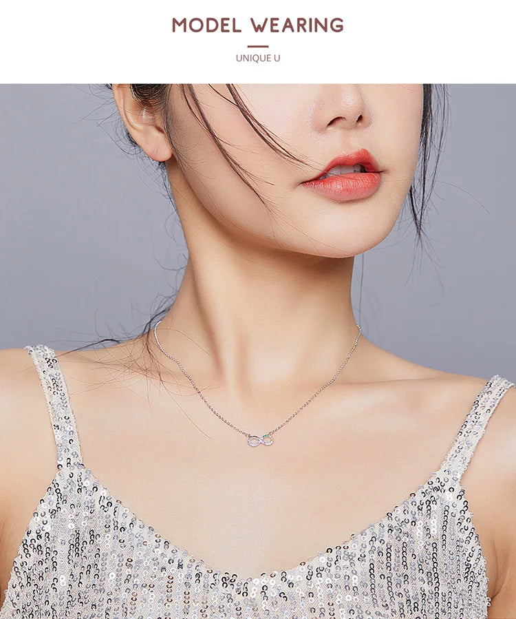 Genuine 925 Sterling Silver Rainbow Color Infinite Love Short Chain Necklace for Women Girl Gift Collar 2020 New SCN402