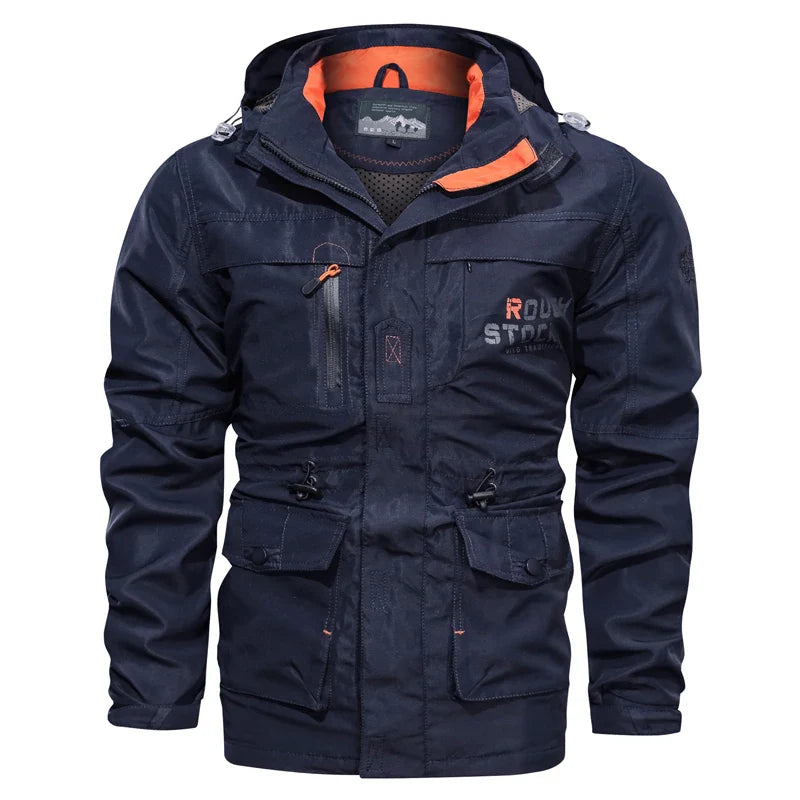 Men’s hooded outdoor windbreaker jacket, windproof casual coat, spring autumn camping, M–XXL