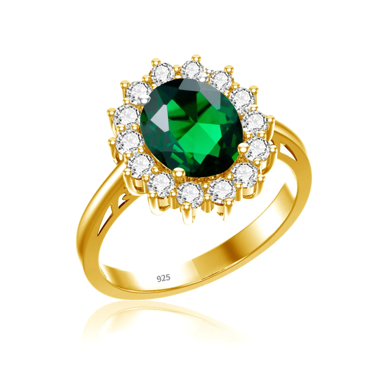 Princess Diana Gold Emerald Ring Women Oval Stone 8*10mm Trending Victoria Jewelry luxury Engagement Gift High Quality