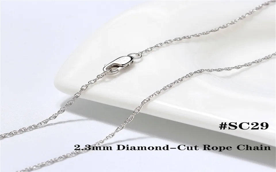 Real 925 Silver Link Chain Necklace For Women Men Basic Neck Chain Trendy Silver Cross Box Snake Chain Jewelry OSC20