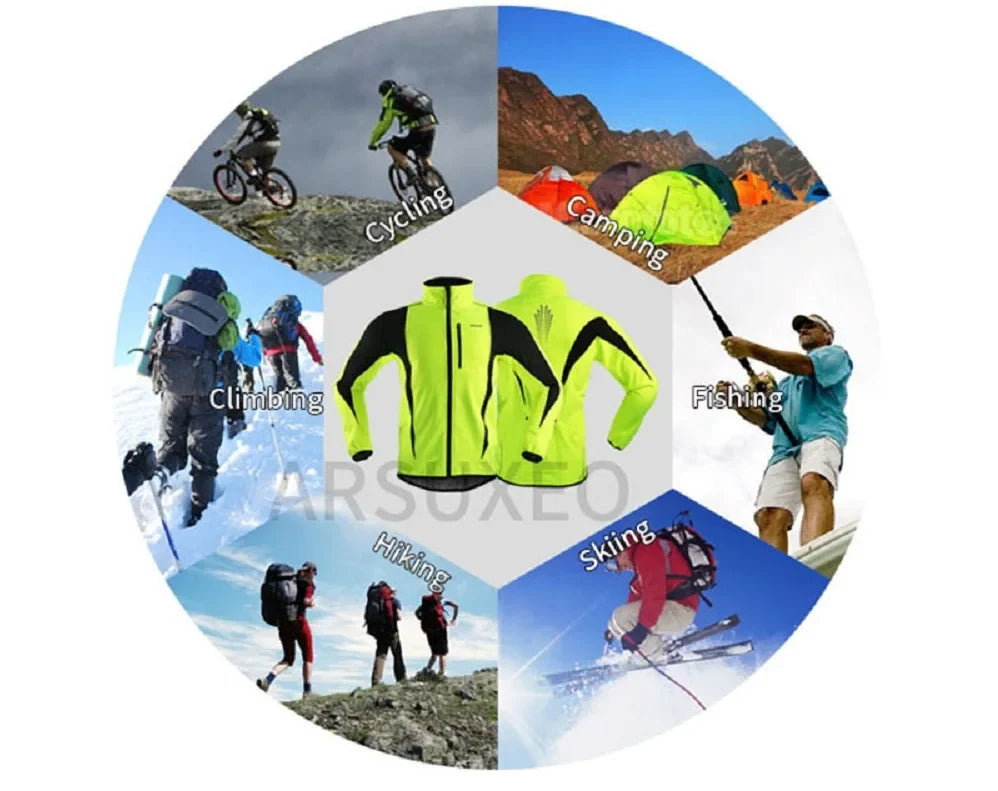 Men's Warm Cycling Jacket Fleece Bike Jersey Windproof Waterproof Softshell Coat Bicycle Clothing Motorcycle Raincoat