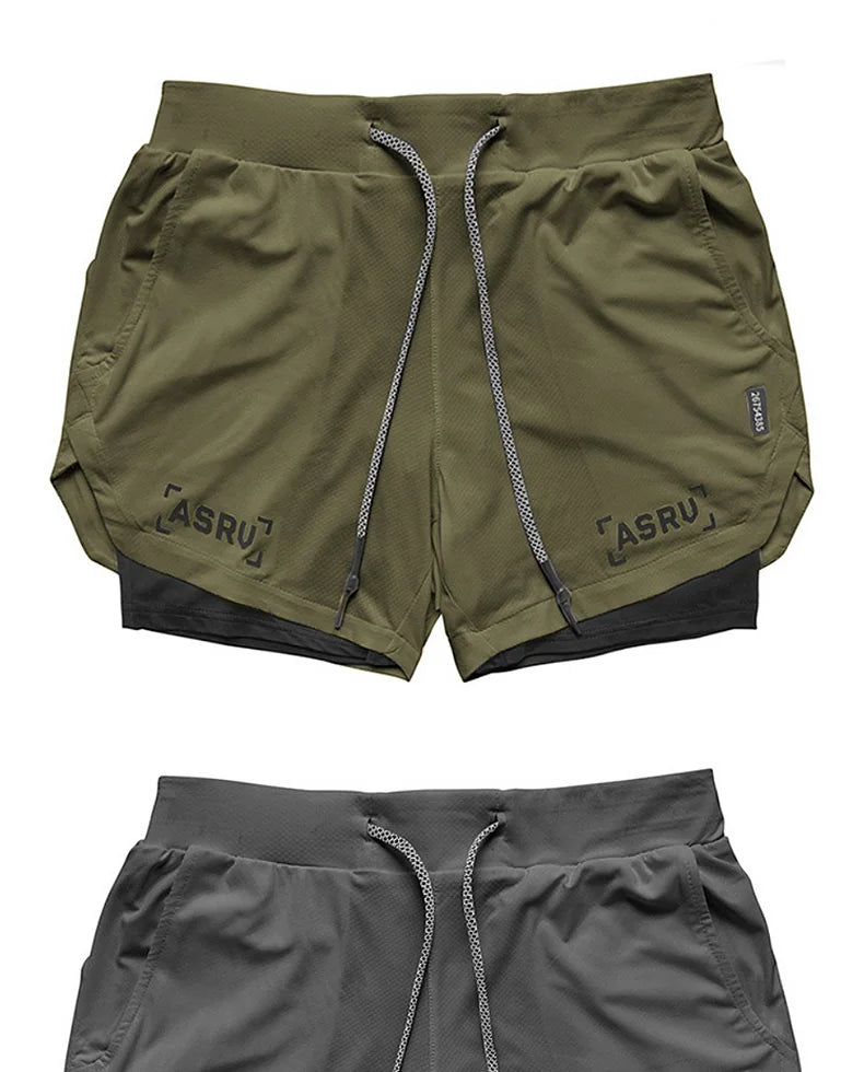 Men's Summer Quick Dry Running 2 in 1 Shorts Sports Jogger Short Pants Male Gym Fitness Training Sweatpants Plus Size M-5XL