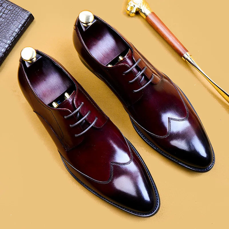 High Quality Handmade Oxford Dress Shoes Men Genuine Cow Leather Suit Shoes Footwear Wedding Formal Italian Shoes Hot Size 37-46